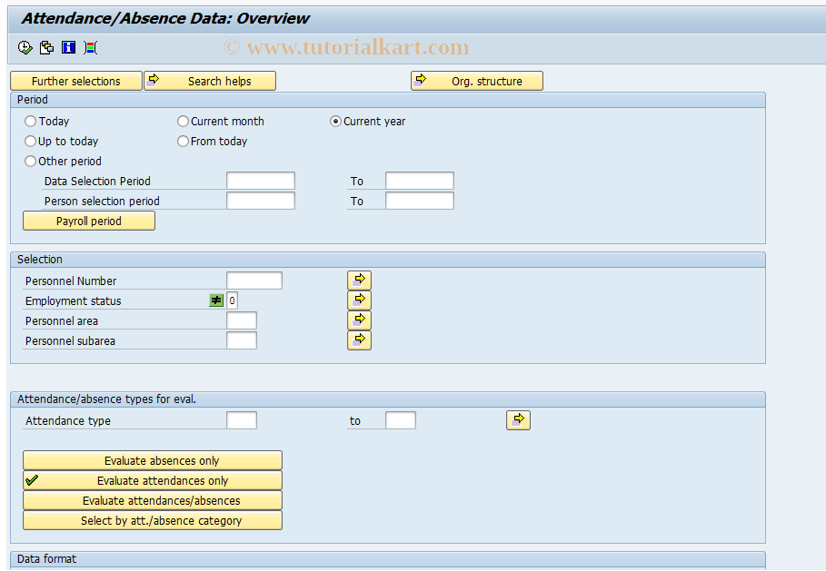 SAP TCode PT_ABS20_ATT - Attendance/Absence Data: Overview