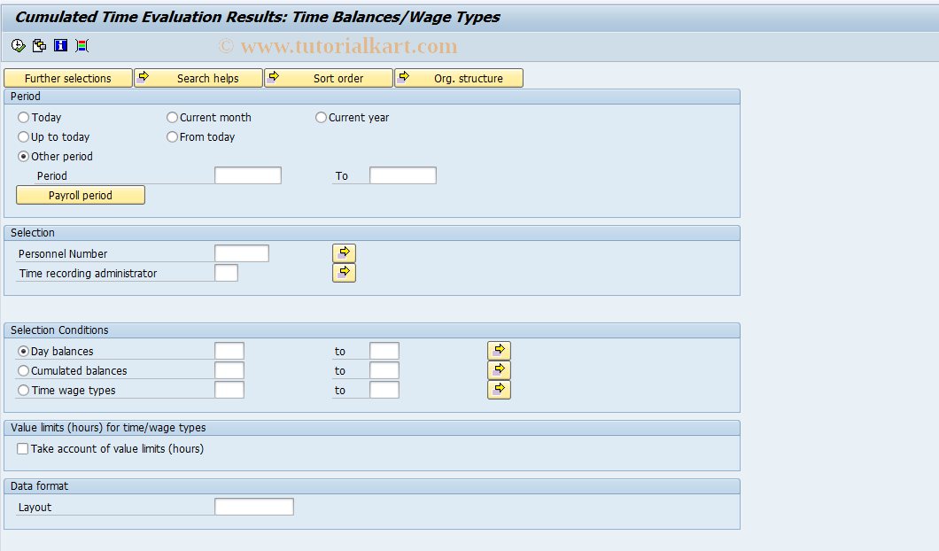 SAP TCode PT_BAL00 - Cumulated Time Evaluation Results