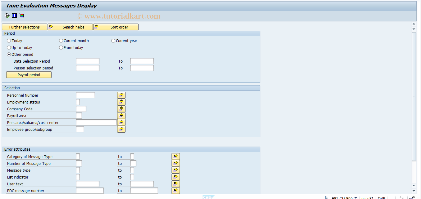 SAP TCode PT_ERL00 - Time Evaluation Messages: Analysis