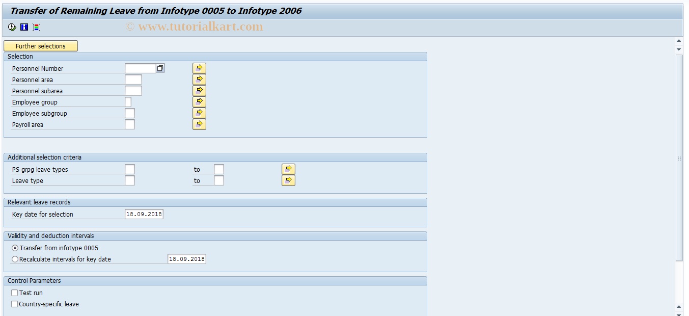 SAP TCode PT_LEACONV - Transfer Remaining Leave from IT0005