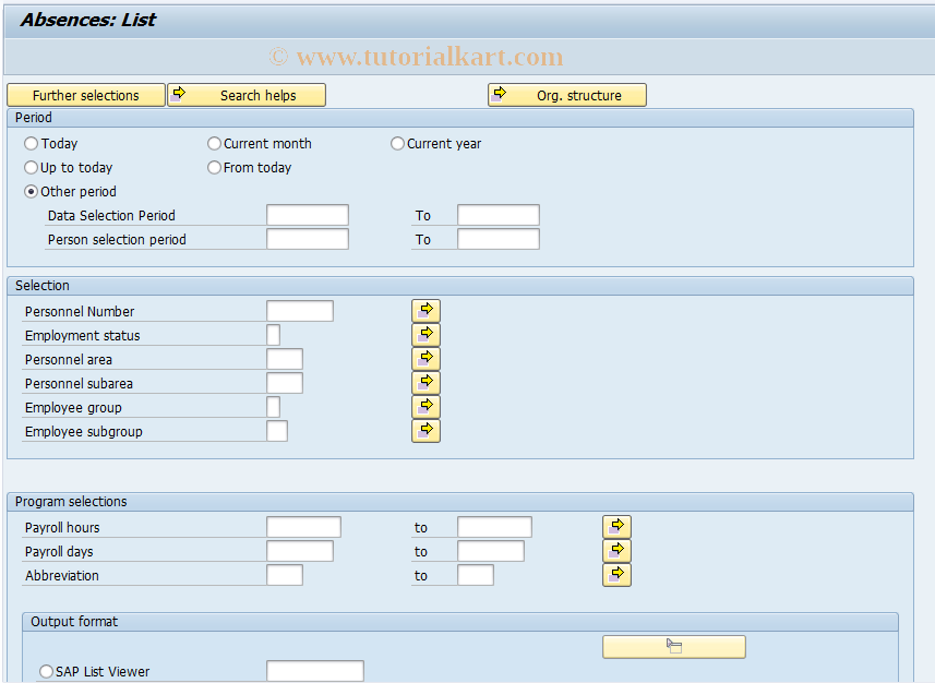 SAP TCode PT_QABS - Absences: List