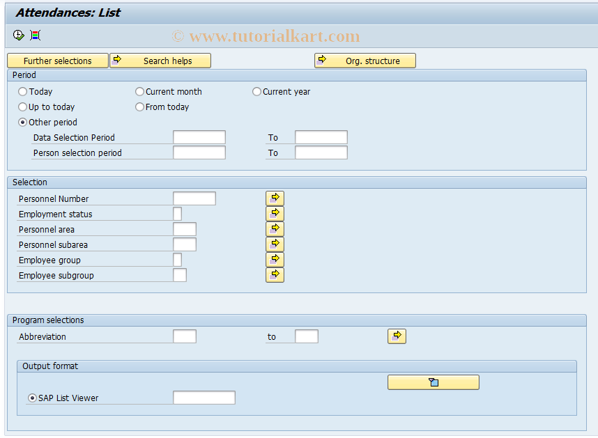 SAP TCode PT_QATT - Attendances: List