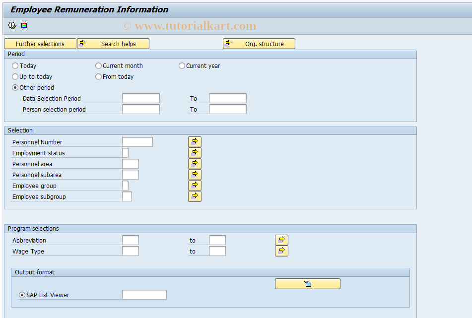 SAP TCode PT_QREM - Employee Remuneration Information