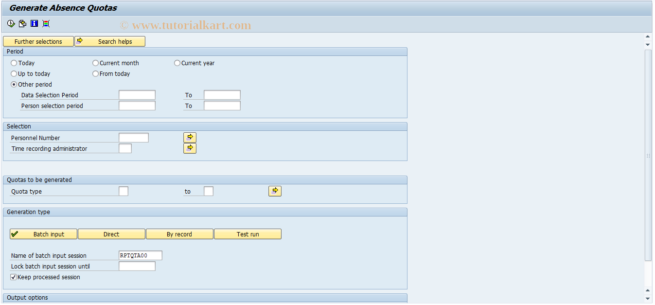 SAP TCode PT_QTA00 - Generate Absence Quotas