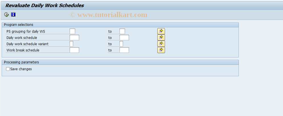 SAP TCode PT_UTPR00 - Revaluate Daily Work Schedules