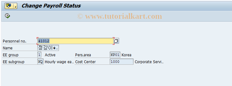 SAP TCode PU03 - Change Payroll Status