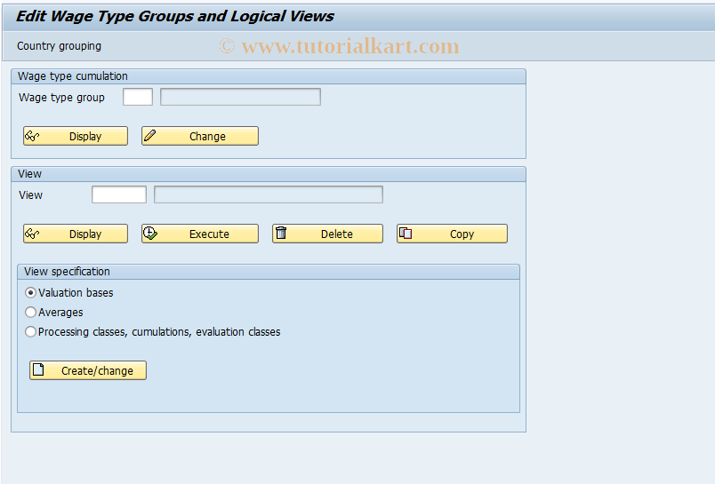 SAP TCode PU95 - HR: Maintain Log. Views & WT Groups