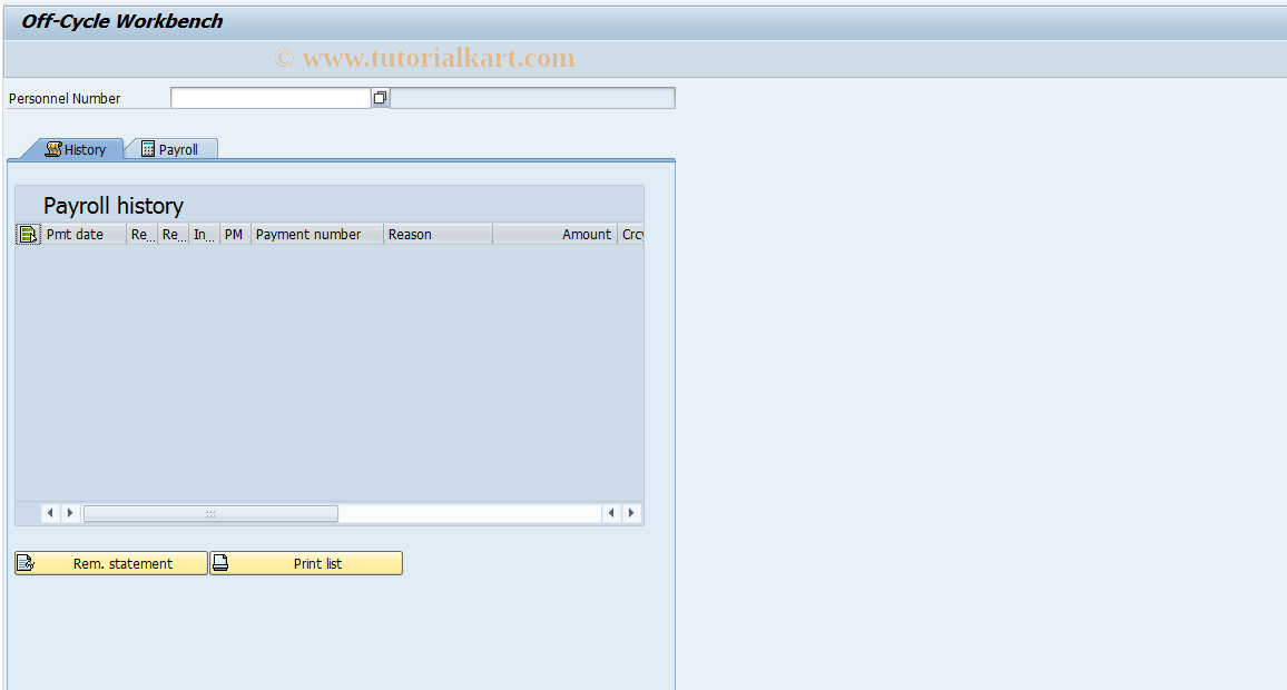 SAP TCode PUOC_45 - International Off-Cycle Workbench