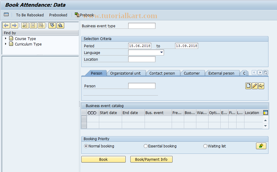 SAP TCode PV00 - Book Attendance