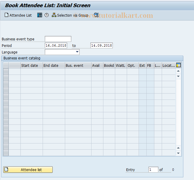 SAP TCode PV05 - Book List: Attendees/Business Events