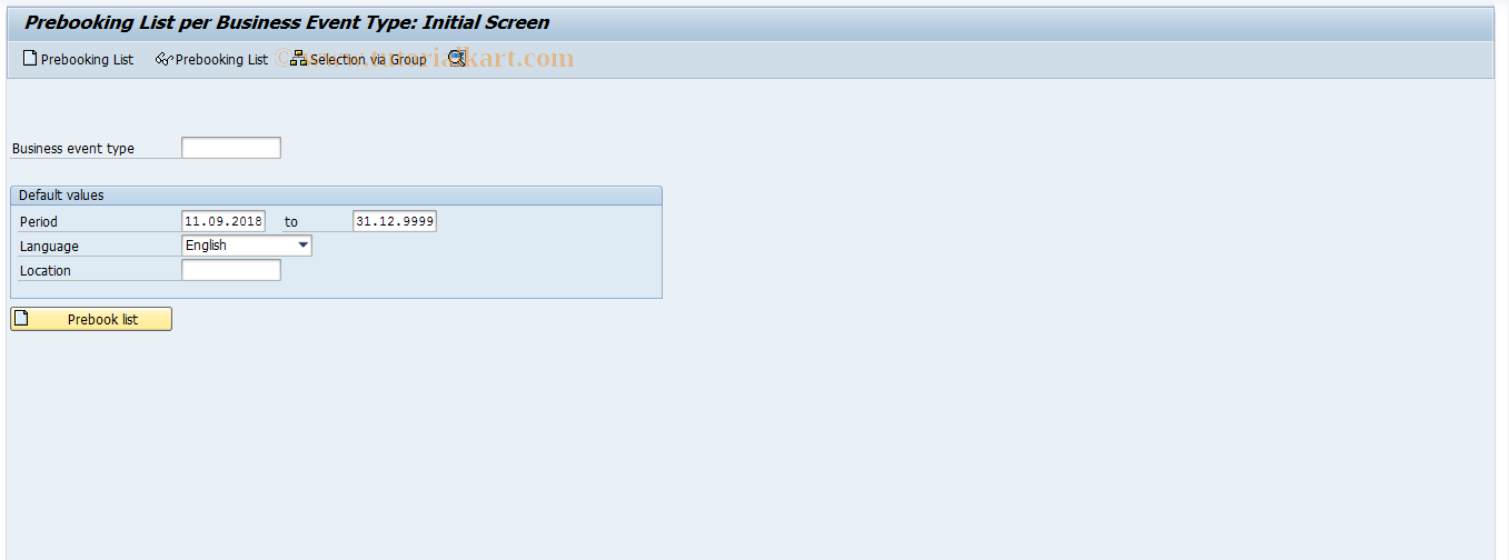 SAP TCode PV06 - Prebook List: Attendees