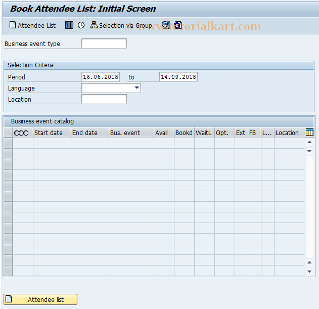 SAP TCode PV07 - Book List: Attendees