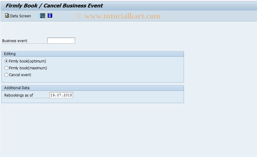 SAP TCode PV12 - Firmly Book / Cancel Business Event