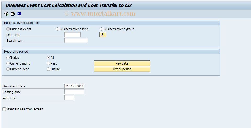 SAP TCode PV1C - Cost Transfer