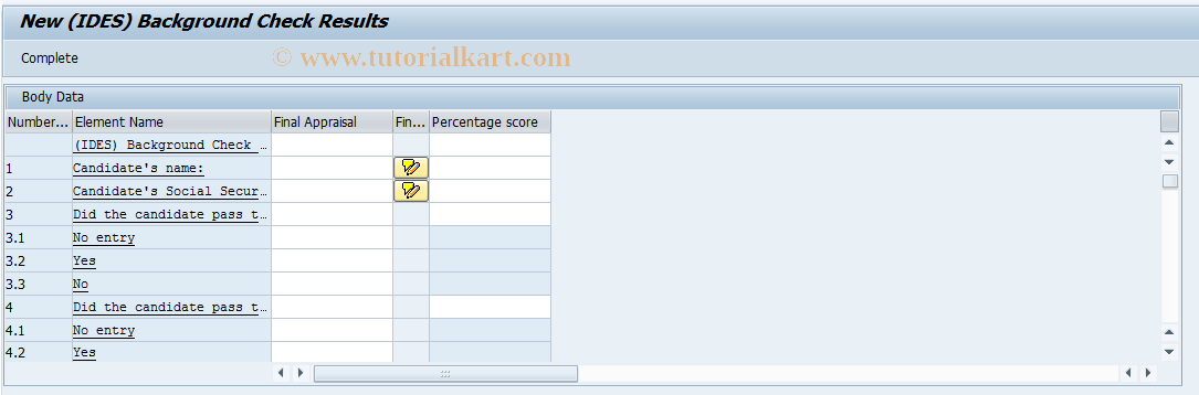 SAP TCode PV33 - Business Event Appraisal