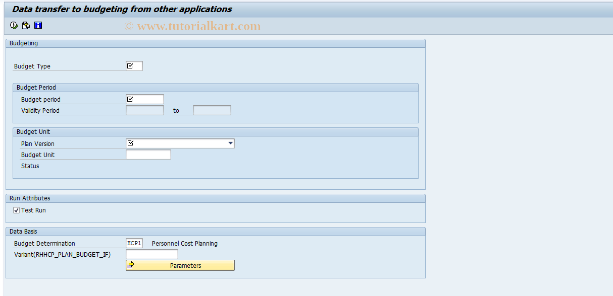 SAP TCode PVB6 - Initialize Business Event Budget