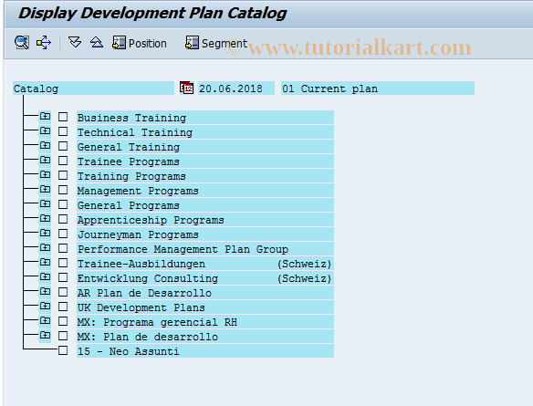 SAP TCode PVBB - Change / Create Development Plan