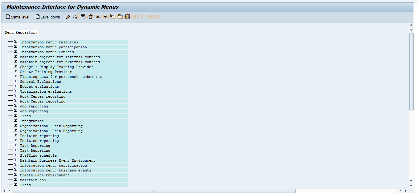 SAP TCode PVDM - Maintain Dynamic Menus