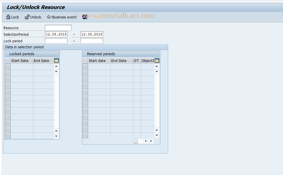 SAP TCode PVG2 - Lock/Unlock Resource