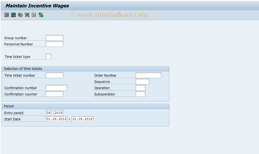 SAP TCode PW01 - Maintain Incentive Wages Data