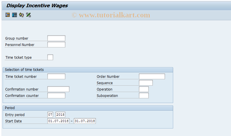 SAP TCode PW02 - Display Incentive Wages Data