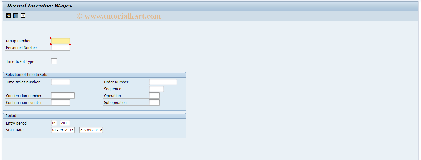 SAP TCode PW03 - Record Incentive Wages Data