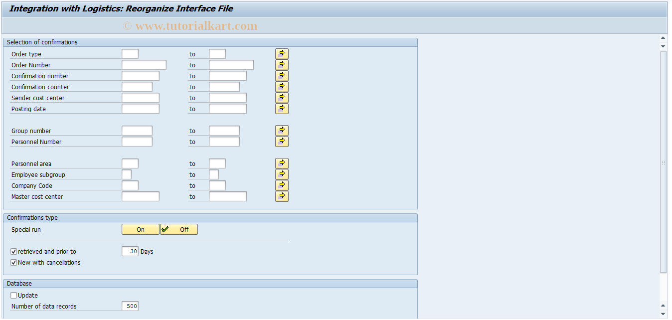 SAP TCode PW43 - Reorganize Interface File