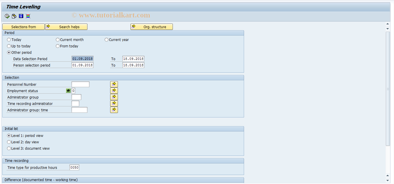 SAP TCode PW61 - Time Leveling