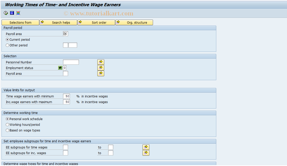 SAP TCode PW62 - Employment Percentage