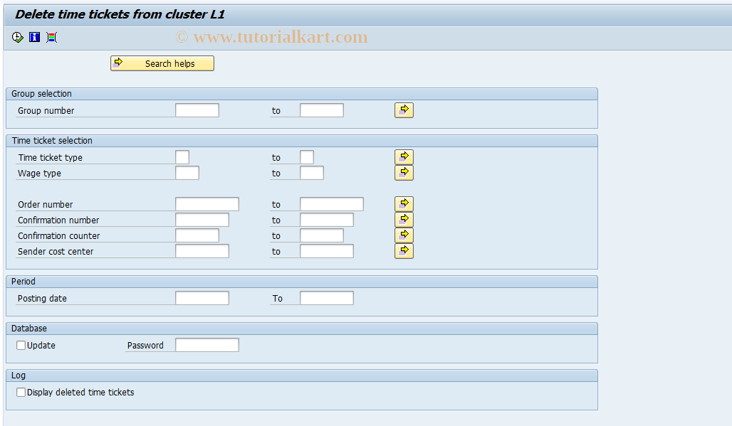 SAP TCode PW74 - Delete time tickets from cluster L1
