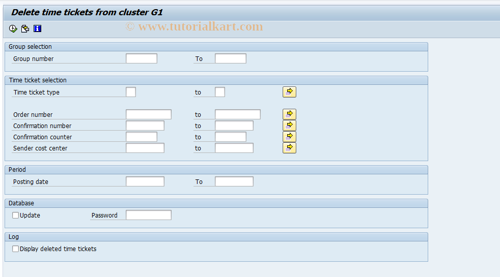 SAP TCode PW75 - Delete time tickets from cluster G1