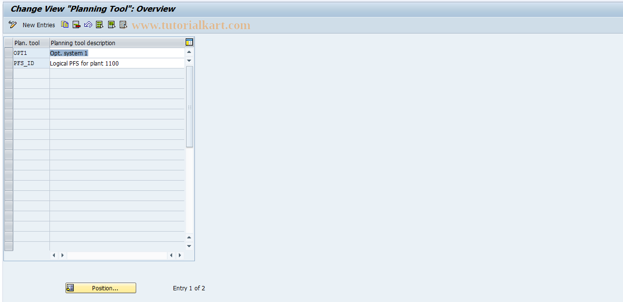 SAP TCode PX03 - Planning Tool