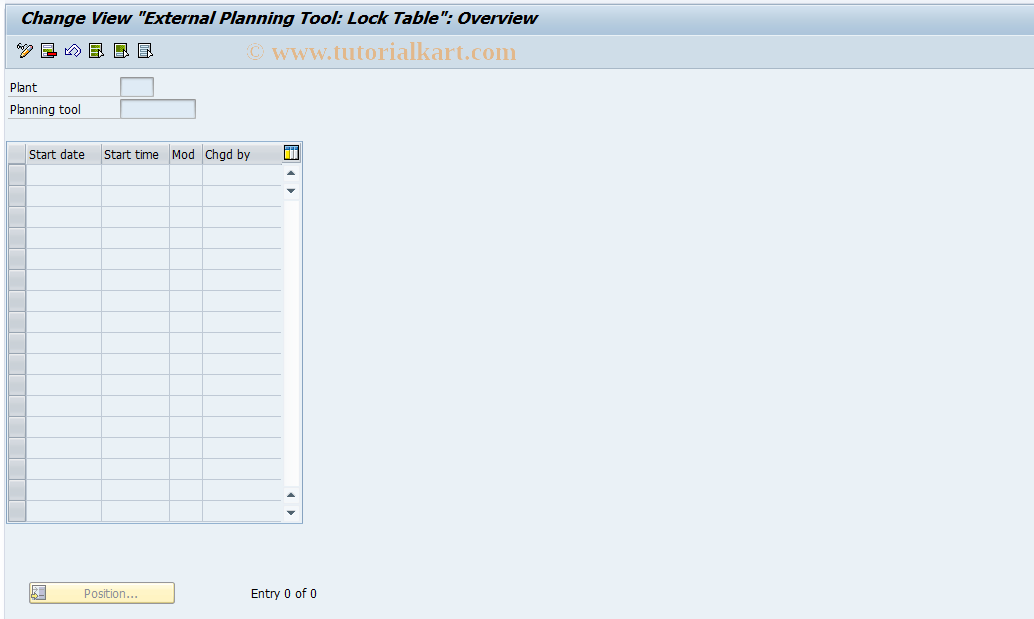 SAP TCode PX05 - External Planning Tool: Lock Table