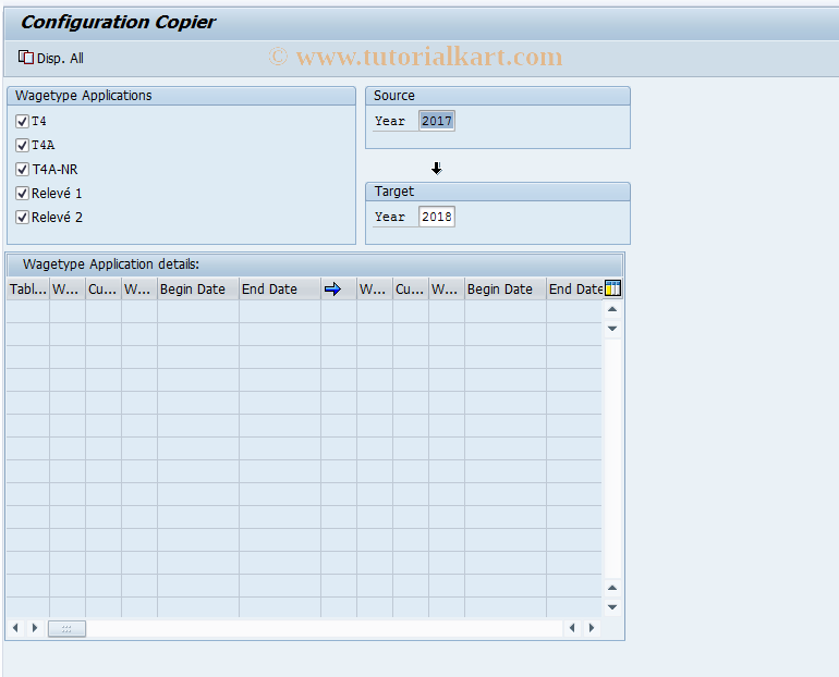 SAP TCode PYKT - Configuration Copier