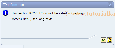 SAP TCode PZ22_TC - Application status