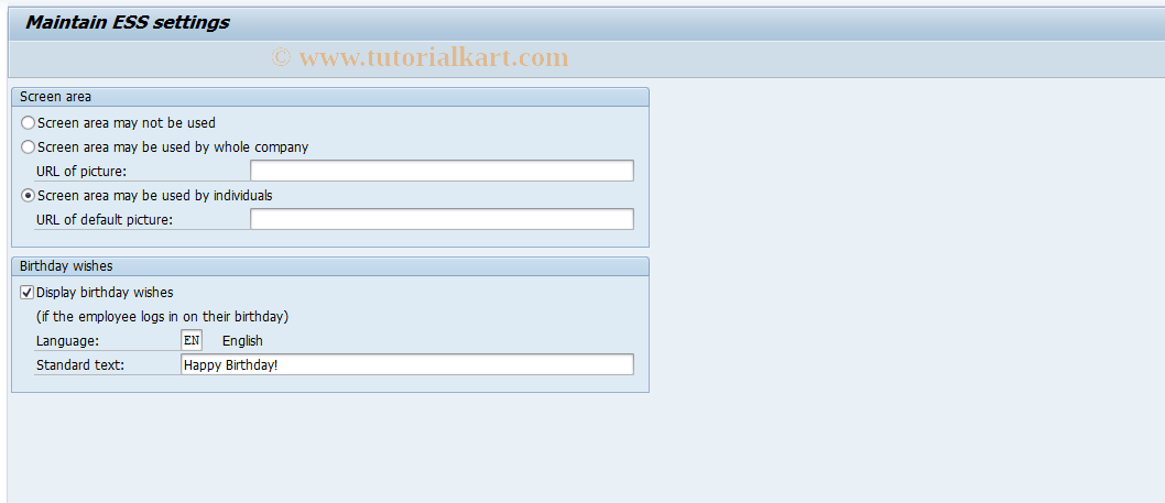 SAP TCode PZUSFB - ESS MiniApp Photograph/Birthday