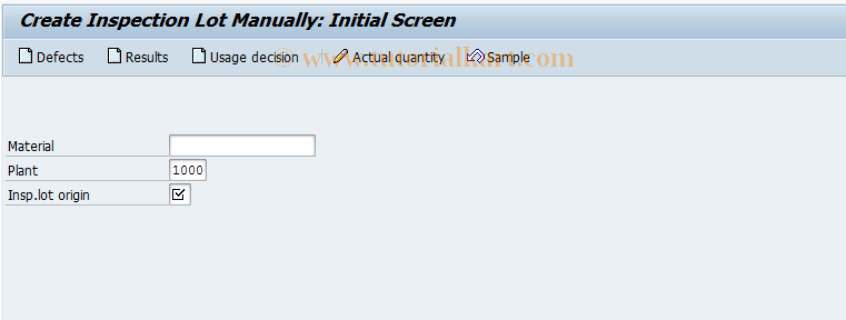 SAP TCode QA01 - Create Inspection Lot