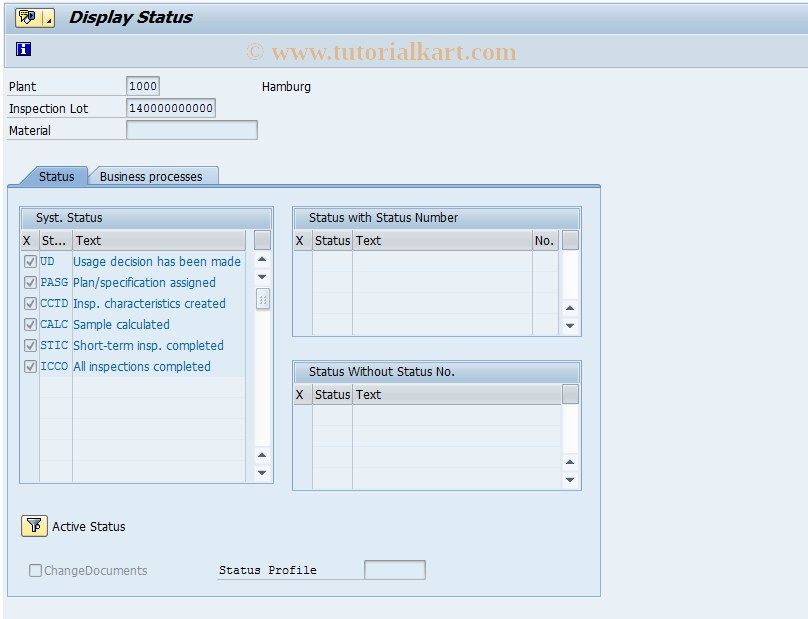 SAP TCode QA02A - Change Inspection Lot