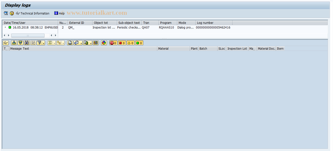 SAP TCode QA07L - Deadline Monitoring Log