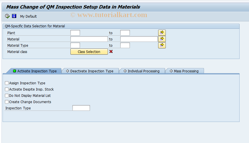 SAP TCode QA08 - Collective Processing of Insp. Setup