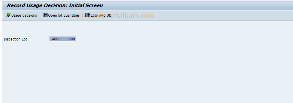 SAP TCode QA11 - Record usage decision