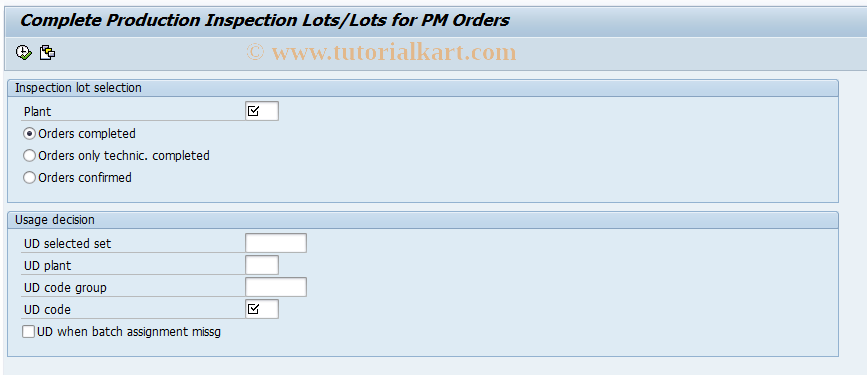 SAP TCode QA40 - Auto. Usage Decision for Production