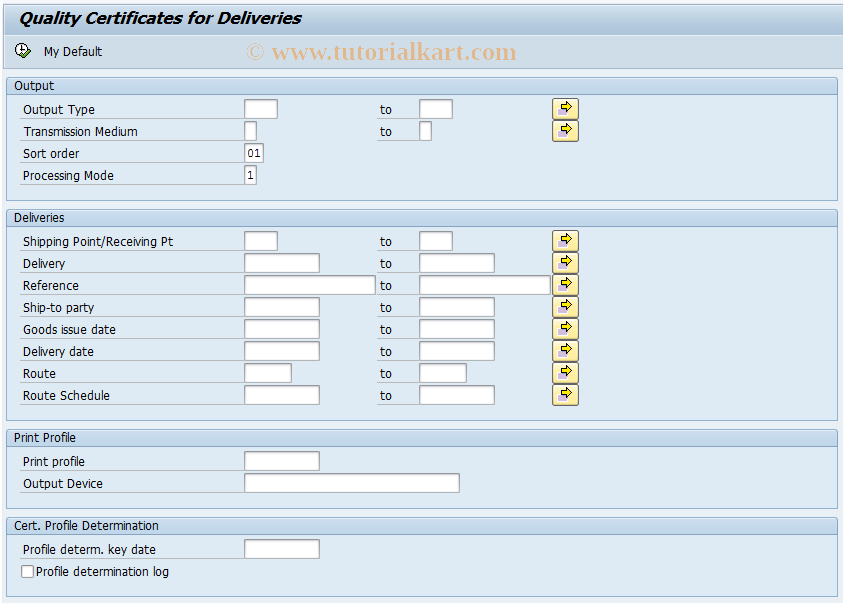 SAP TCode QC20 - Certificates for Deliveries