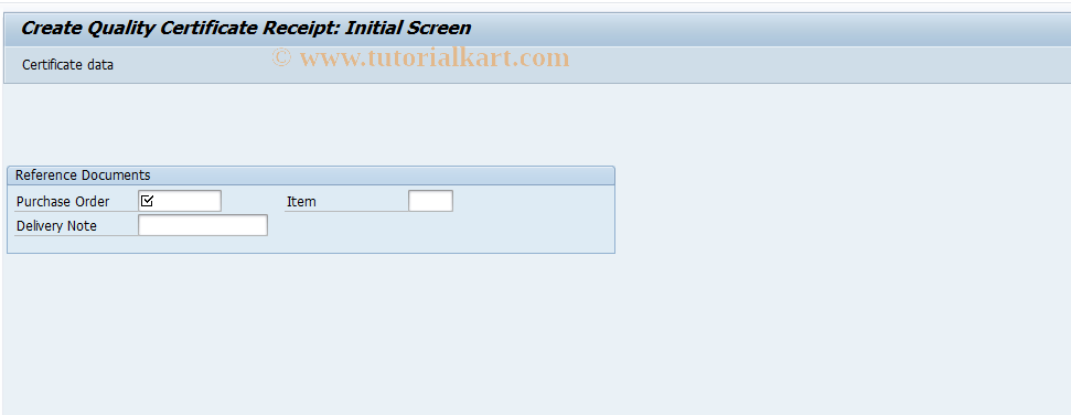 SAP TCode QC51 - Create certificate in procurement