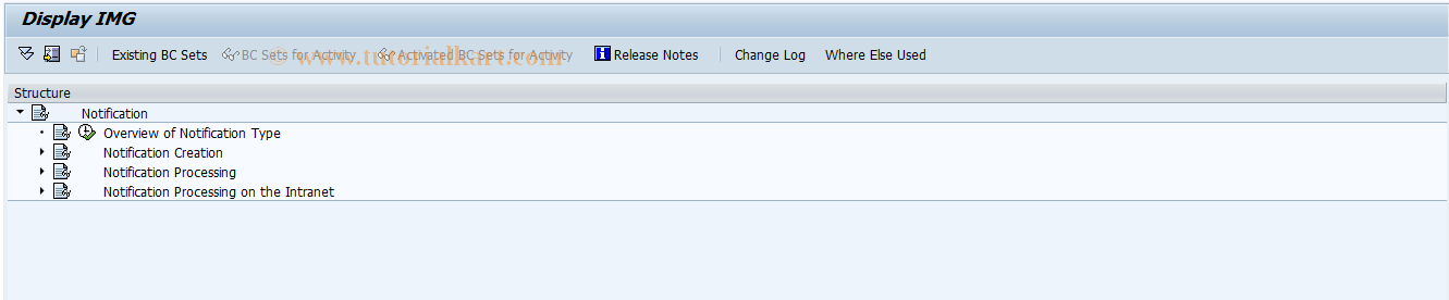 SAP TCode QCC1 - Direct Access to IMG: Notification