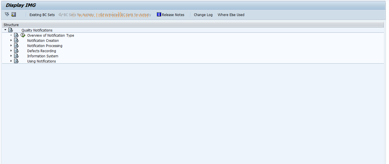 SAP TCode QCC2 - IMG Direct Access: QM Q-Notification