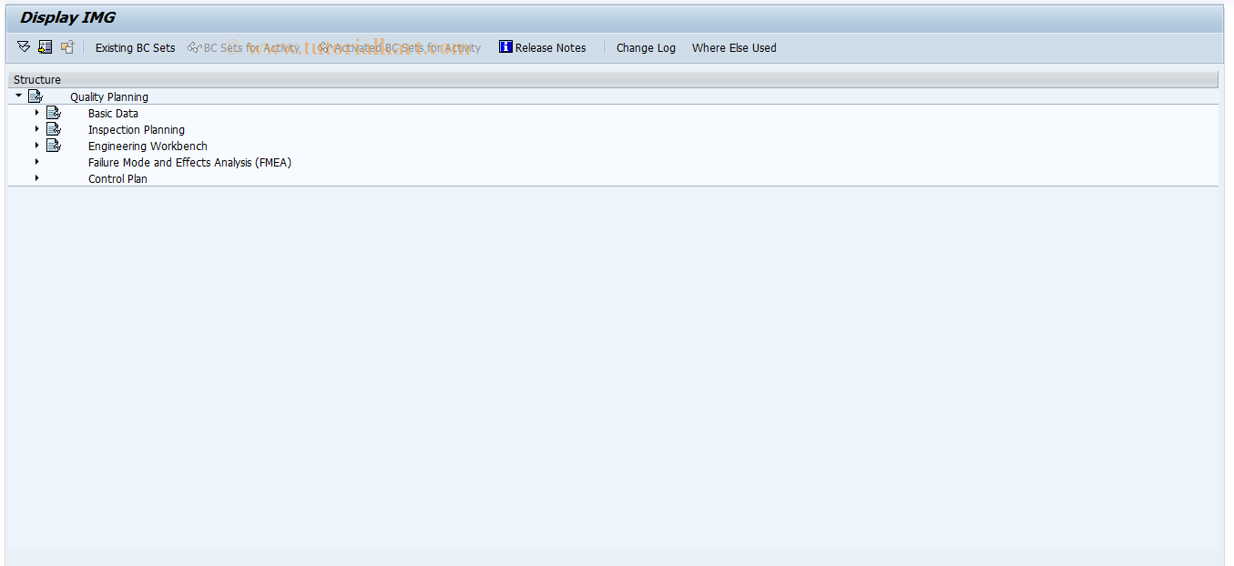 SAP TCode QCC4 - IMG Direct Access: QM Q-Planning