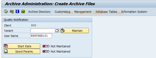 SAP TCode QD22 - Archiving Notifications: Archive