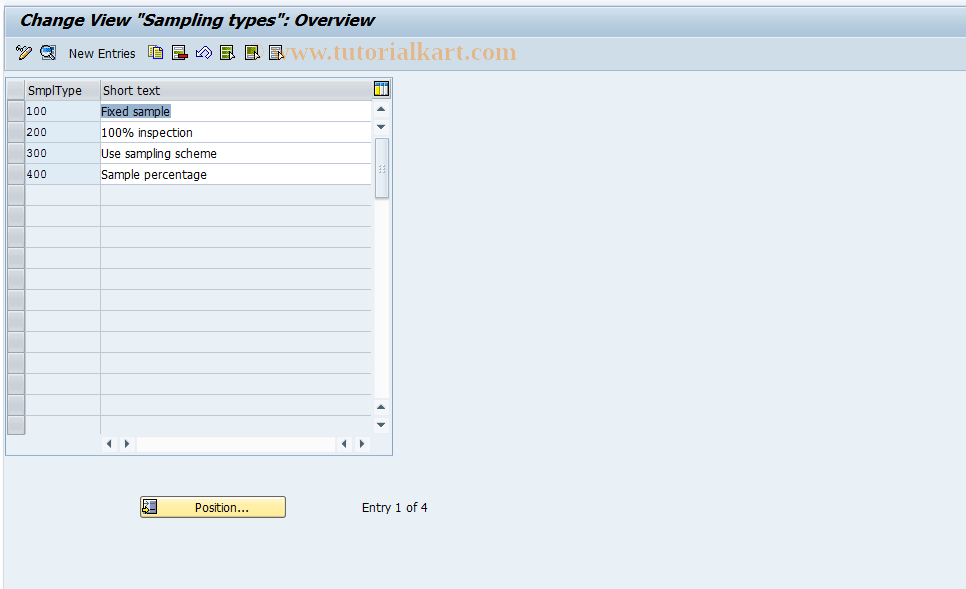 SAP TCode QDA1 - Edit sampling type