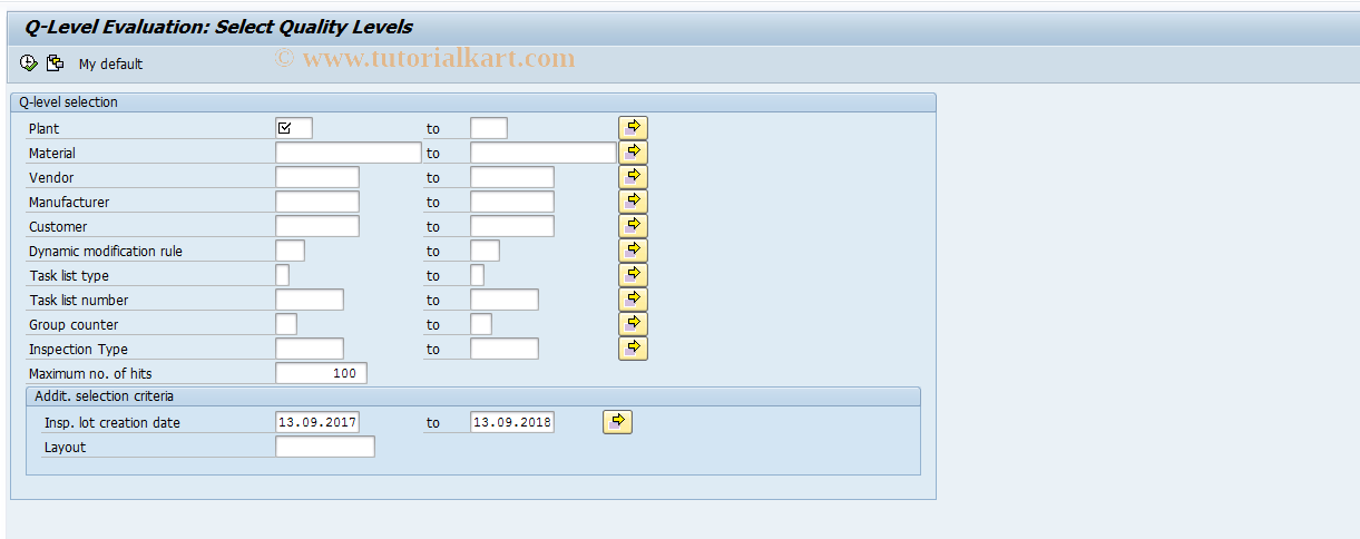 SAP TCode QDH1 - Q-level evaluation: Change data